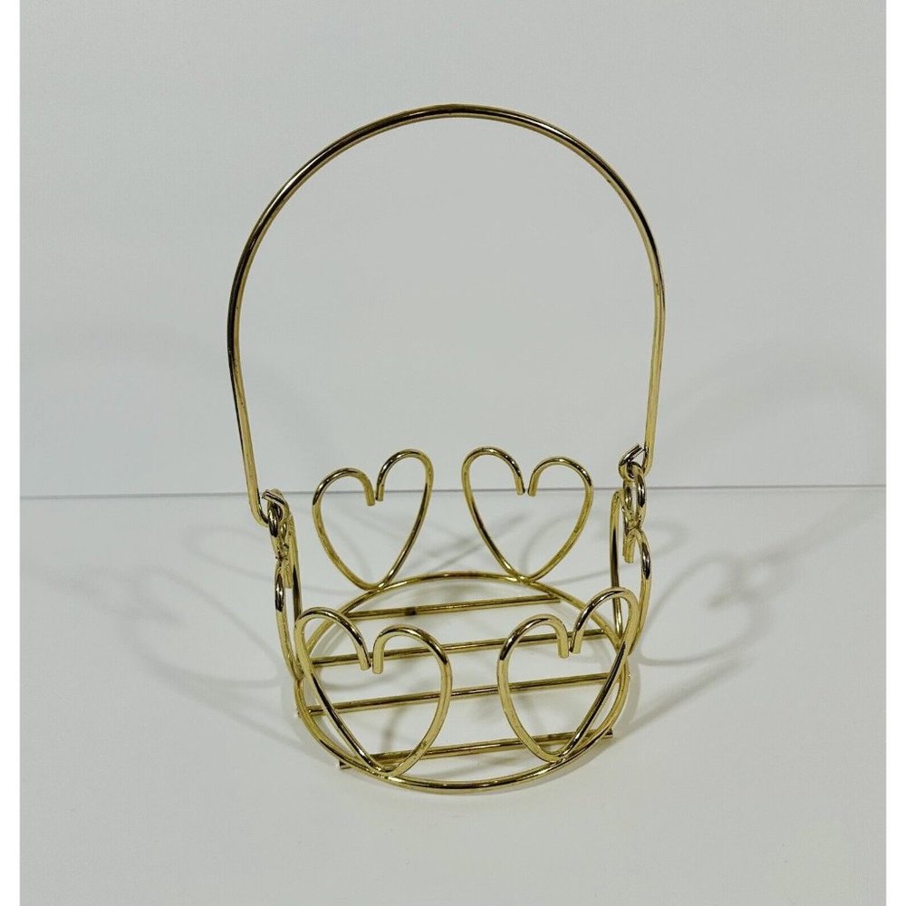 Heart Basket Gold Wire Home Interiors HOMCO 5” Valentines Day Decor Love